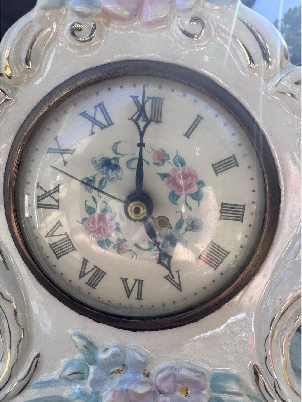 Vintage Sessions Electric Porcelain Mantel Clock Johnson China Floral Gold Works